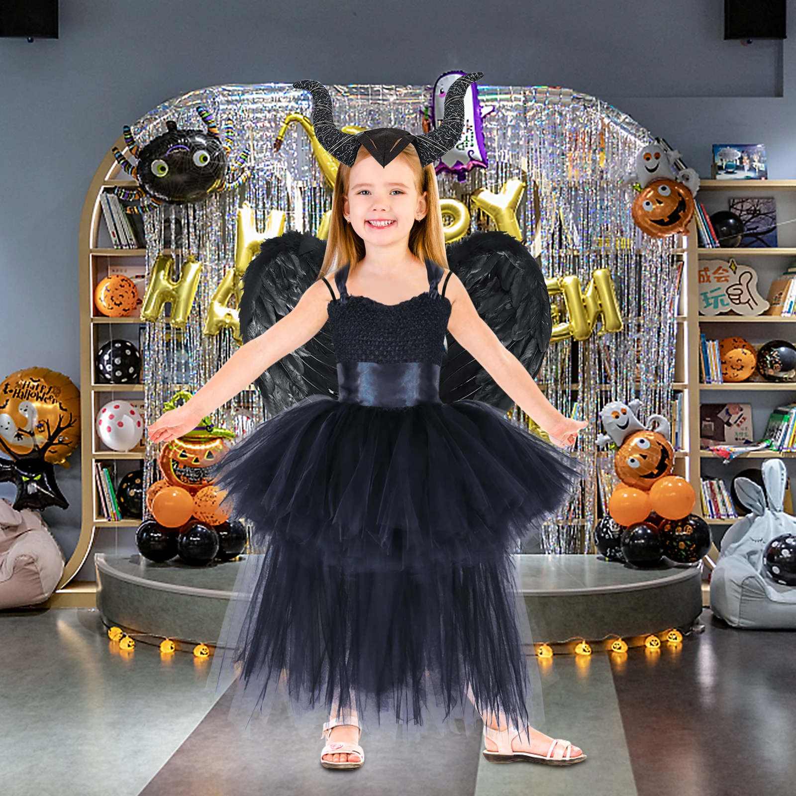 Halloween Costume For Kids Black Devil Tutu Costume Gothic Girls Fancy Tutu Dress With Feather Shawl Cosplay Costume
Halloween Costume For Kids Black Devil Tutu Costume Gothic Girls Fancy Tutu Dress With Feather Shawl Cosplay Costume