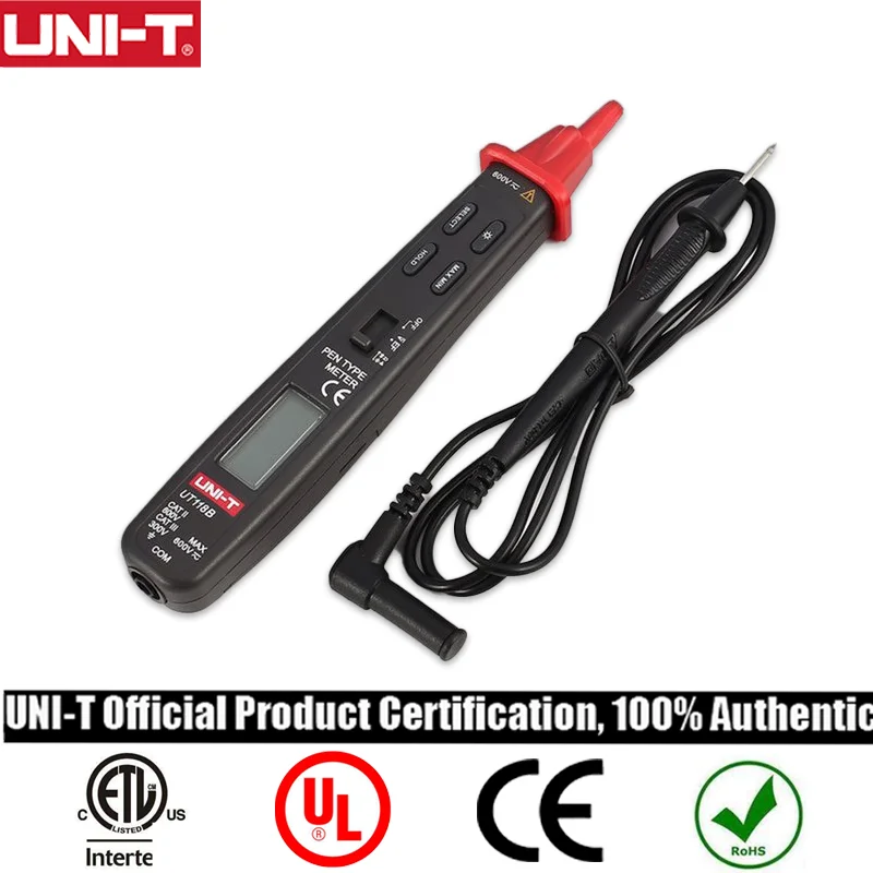 UNI-T Pen Type Digital Multimeter 3000 Counts UT118B Band Induction AC DC Voltage Detector Resistance Capacitance Meter Tester
UNI-T Pen Type Digital Multimeter 3000 Counts UT118B Band Induction AC DC Voltage Detector Resistance Capacitance Meter Tester