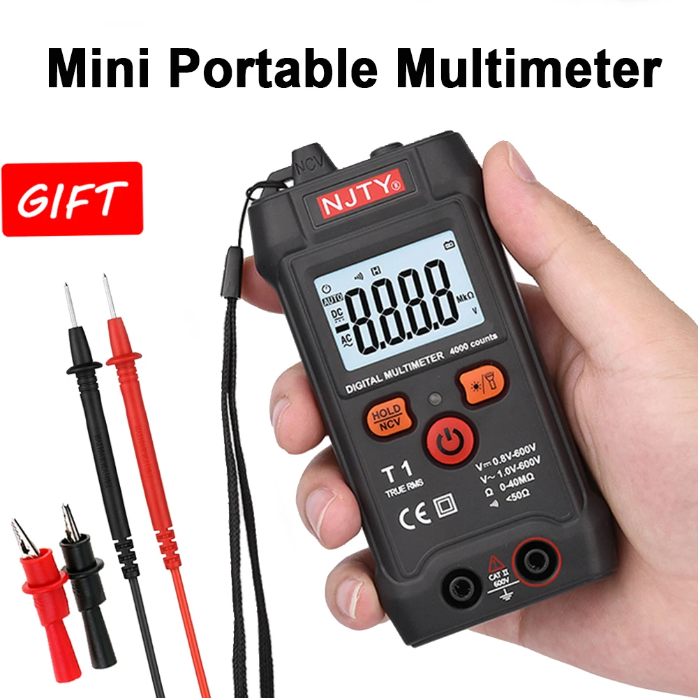 Multimeter Digital Professional Voltage Tester T1 Mini Portable Auto Range NCV True RMS 600V AC DC Ohm Continuity Multi Tester
Multimeter Digital Professional Voltage Tester T1 Mini Portable Auto Range NCV True RMS 600V AC DC Ohm Continuity Multi Tester