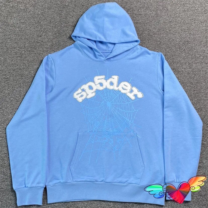 

2023 Sky Blue Sp5der Logo Hoodie Men Women 1:1 Hip Hop Young Thug Spider Hoodie World Wide 555555 Sweatshirts Loose Pullovers