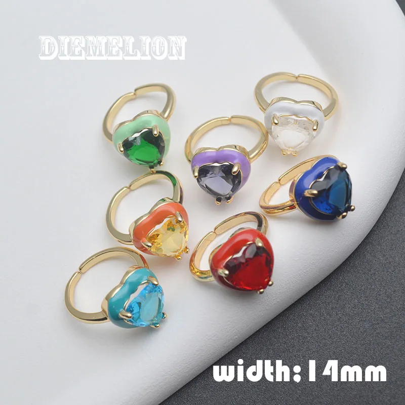 10 шт./партия, женские кольца в форме сердца с разноцветным кристаллом 
10 шт./партия, женские кольца в форме сердца с разноцветным кристаллом