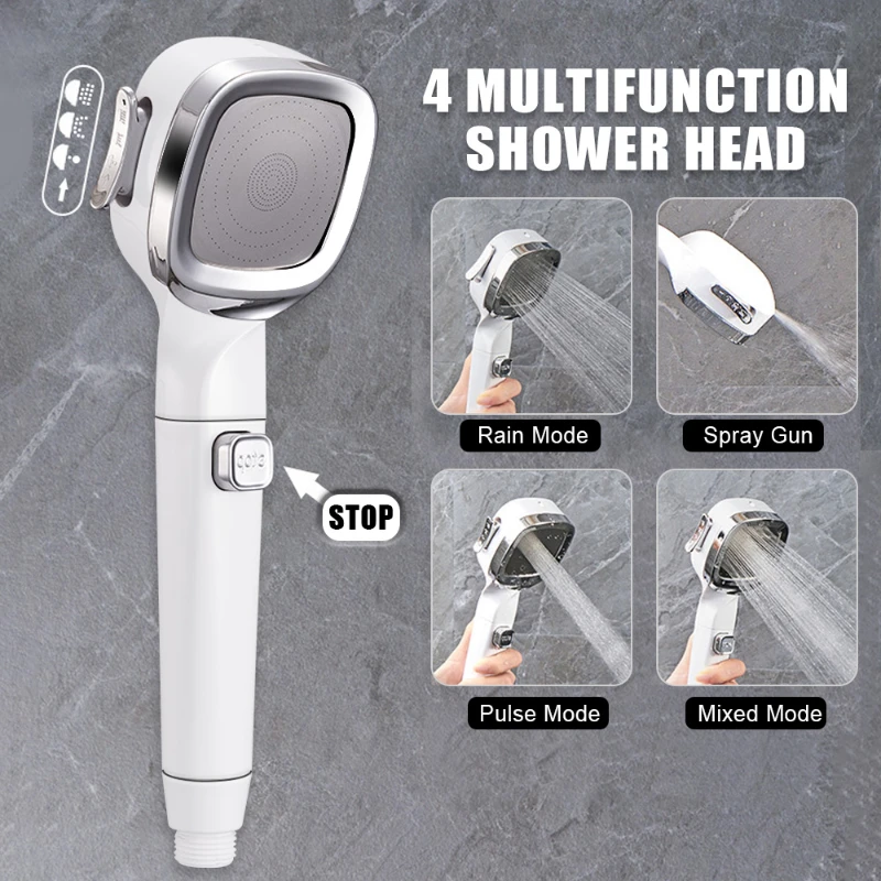 4 Modes High Pressure Shower Head Sprayer Water Saving Adjustable Shower with Switch on Off Button Nozzle Filter for Bathroom
4 Modes High Pressure Shower Head Sprayer Water Saving Adjustable Shower with Switch on Off Button Nozzle Filter for Bathroom