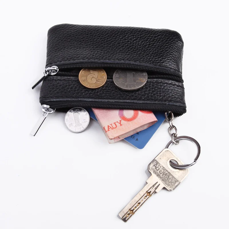 

Key Ring Coins Wallet Change Bag Short Genuine Leather Coin Purse Slim Key Wallets Earbuds Storage Bag Credit Card Holder