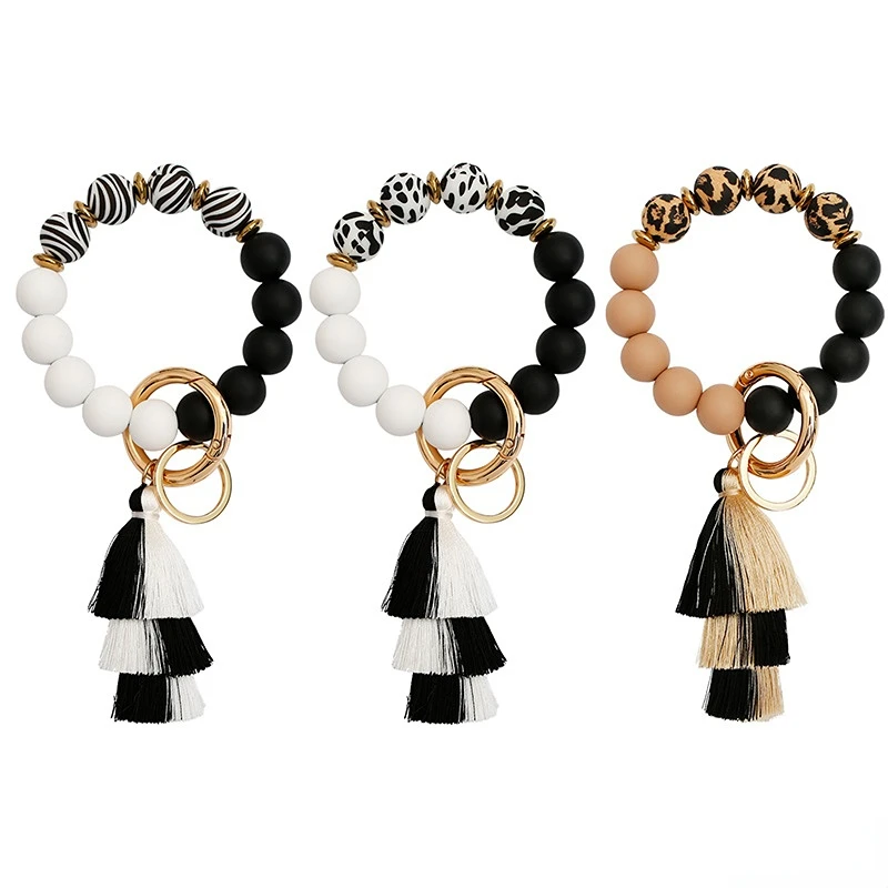 Silicone Keychain For Keys Tassel Wooden Beads Wrist Keyrings Bracelet Fashion Anti-lost Useful Women Men Keychains Wholesale
Silicone Keychain For Keys Tassel Wooden Beads Wrist Keyrings Bracelet Fashion Anti-lost Useful Women Men Keychains Wholesale