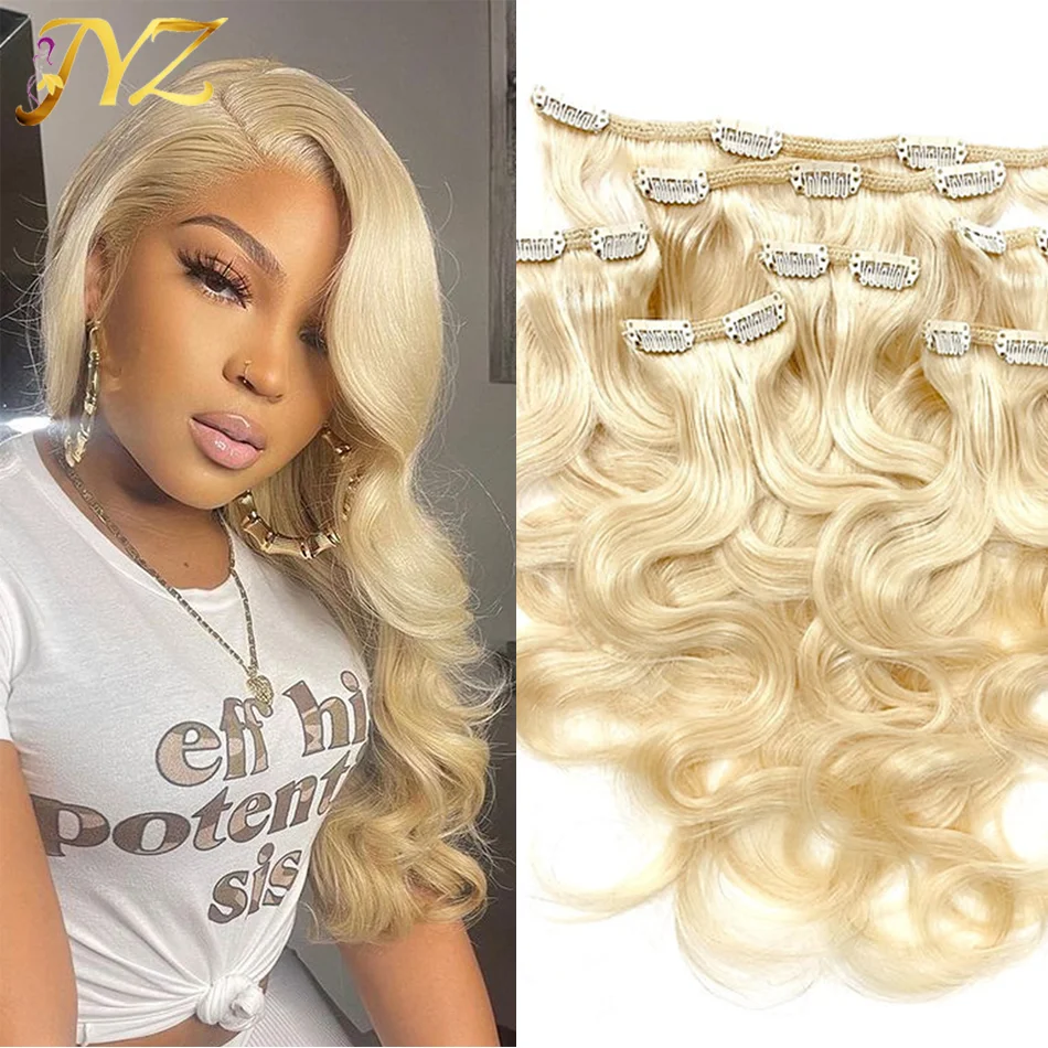 

613 Clip In Human Hair Extensions 120G/Set 10-24 Inch Peruvian Body Wave Honey Blonde Human Hair Extension Clip Ins Full Head