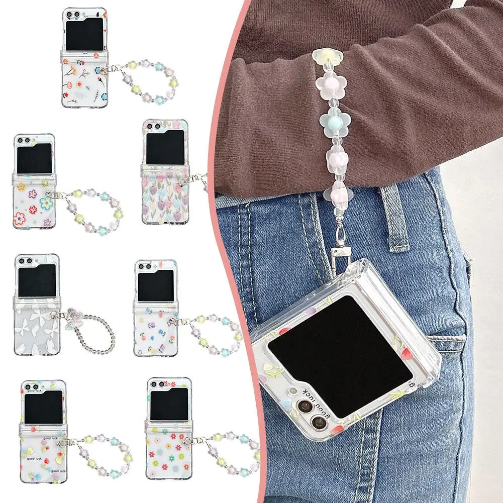 For Samsung Galaxy Z Flip 5 4 3 ZFlip5 Case Small Floral Transparent Hinge Cover Hard All-inclusive Bracelet Folding Shockp L5L8 
For Samsung Galaxy Z Flip 5 4 3 ZFlip5 Case Small Floral Transparent Hinge Cover Hard All-inclusive Bracelet Folding Shockp L5L8
