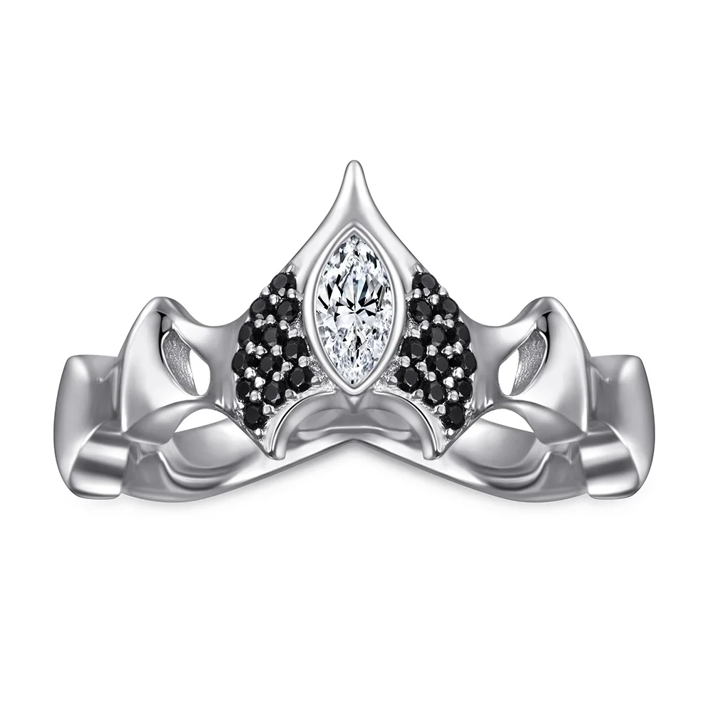 

New jewelry s925 silver European and American nano angel wings ring ladies 5A zircon design sense niche diamond ring jewelry