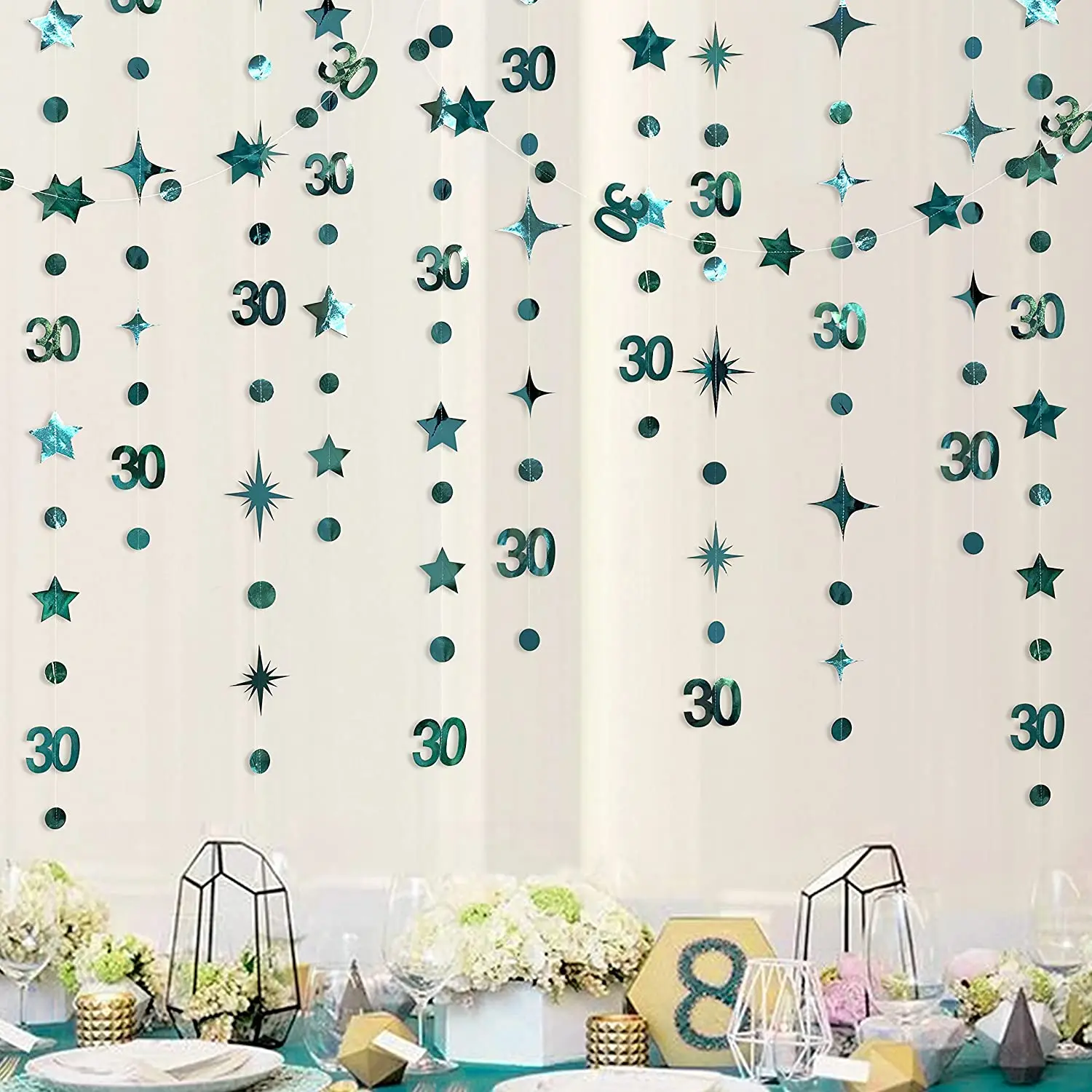 Emerald Green 30th Birthday Party Decorations Number 30 Circle Dot Star Garland Metallic Hanging Streamer for Dirty 30 Year Old
Emerald Green 30th Birthday Party Decorations Number 30 Circle Dot Star Garland Metallic Hanging Streamer for Dirty 30 Year Old