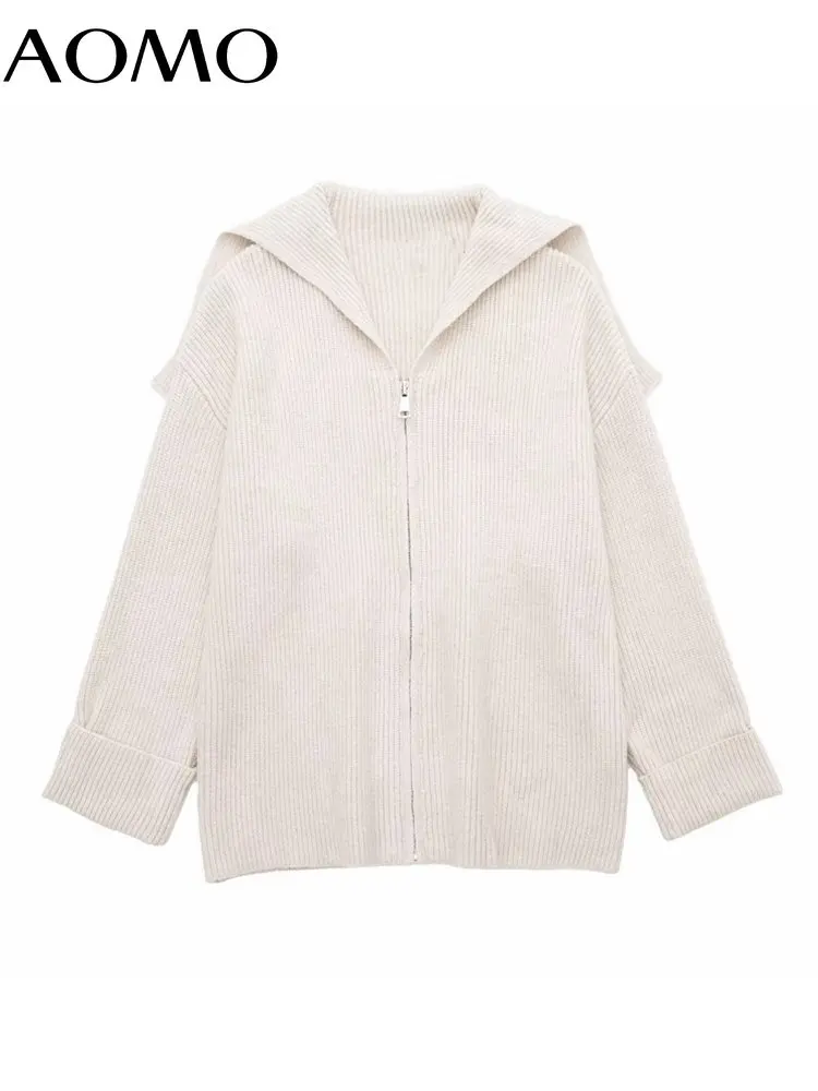 AOMO Women White Zipper Oversized Knit Cardigan Sweater Vintage Wide Lapel Long Sleeve Female Outerwear 3H596A
AOMO Women White Zipper Oversized Knit Cardigan Sweater Vintage Wide Lapel Long Sleeve Female Outerwear 3H596A