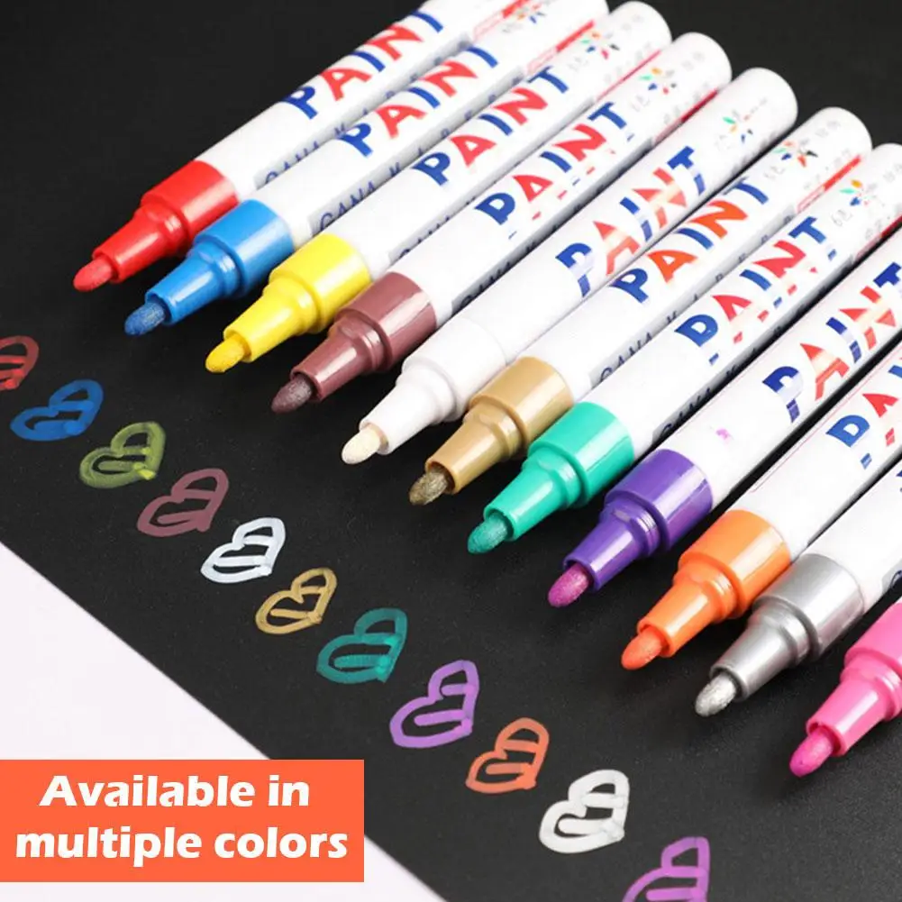 

1 шт. белая Водонепроницаемая маркерная ручка для автомобильных колес, масляная маркерная ручка, Перманентная краска, маркер для граффити, краска для CD, резина, металл, авто H6Q3