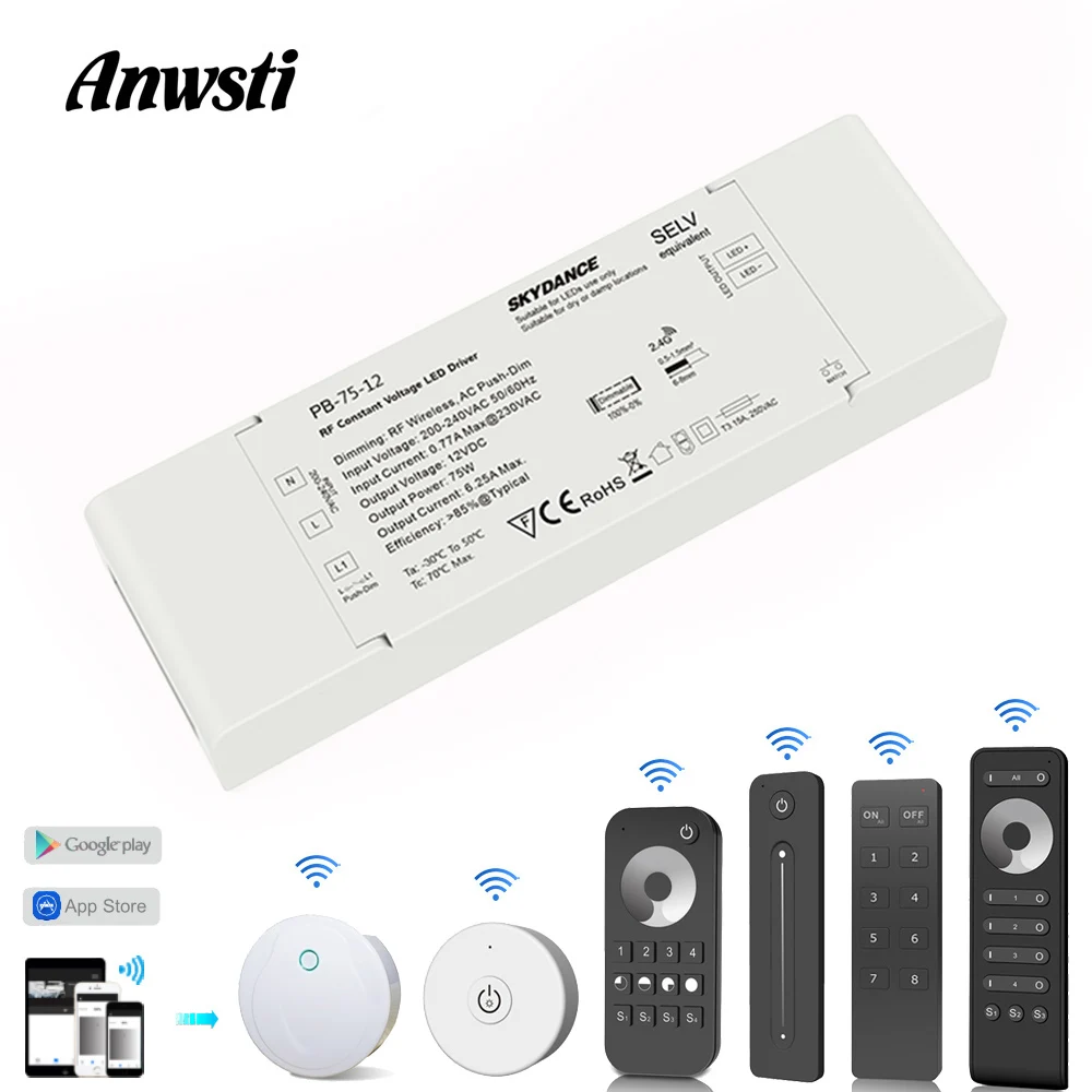 Приглушаемый беспроводной светодиодный драйвер с дистанционным управлением, 2,4 ГГц, постоянный светильник, 12 В, 24 В, 75 Вт
Приглушаемый беспроводной светодиодный драйвер с дистанционным управлением, 2,4 ГГц, постоянный светильник, 12 В, 24 В, 75 Вт