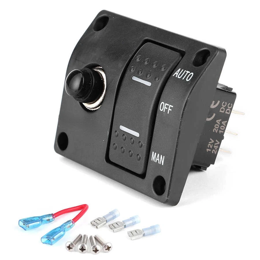3-Way Bilge Pump Switch Panel Auto/Off/Manual 12V 24V with LED Indicator Built-In 15A Circuit Breaker Boat Accessory
3-Way Bilge Pump Switch Panel Auto/Off/Manual 12V 24V with LED Indicator Built-In 15A Circuit Breaker Boat Accessory