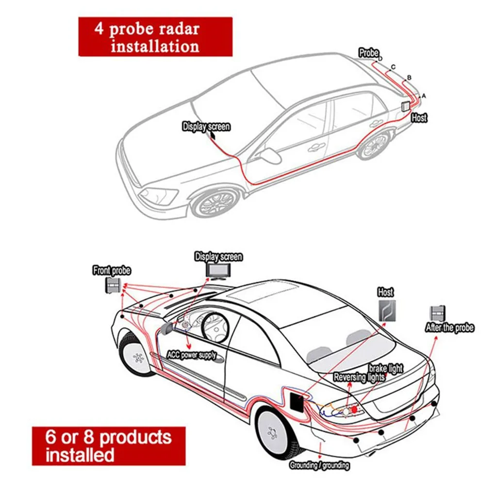 

4 Sensors Buzzer 22mm Car Parking Sensor Kit Reverse Backup Radar Sound Alert Indicator Probe System 12V Free Shipping