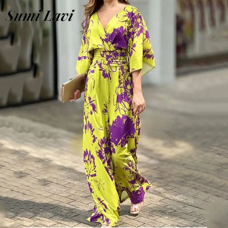 New Elegant Women Half Sleeve Playsuits Fashion Deep V Solid Color Wide Leg Pants Romper Summer Casual Waisted Trousers Jumpsuit 
New Elegant Women Half Sleeve Playsuits Fashion Deep V Solid Color Wide Leg Pants Romper Summer Casual Waisted Trousers Jumpsuit