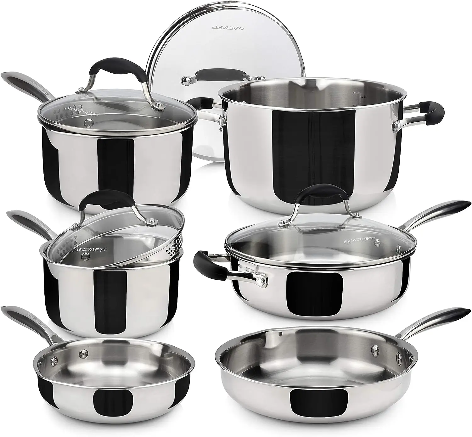 Stainless Steel Set, Premium Pots and Pans Set, Kitchen Essentials for cooking, Multi-Ply Body Stainless Steel Pan Set, 10-Piec
Stainless Steel Set, Premium Pots and Pans Set, Kitchen Essentials for cooking, Multi-Ply Body Stainless Steel Pan Set, 10-Piec