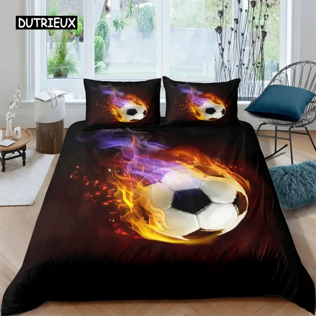 Flame Soccer Duvet Cover Set Football Polyester Comforter Cover for Kids Teens Boys Soccer Lover Bedding Set Bedroom Decoration
Flame Soccer Duvet Cover Set Football Polyester Comforter Cover for Kids Teens Boys Soccer Lover Bedding Set Bedroom Decoration