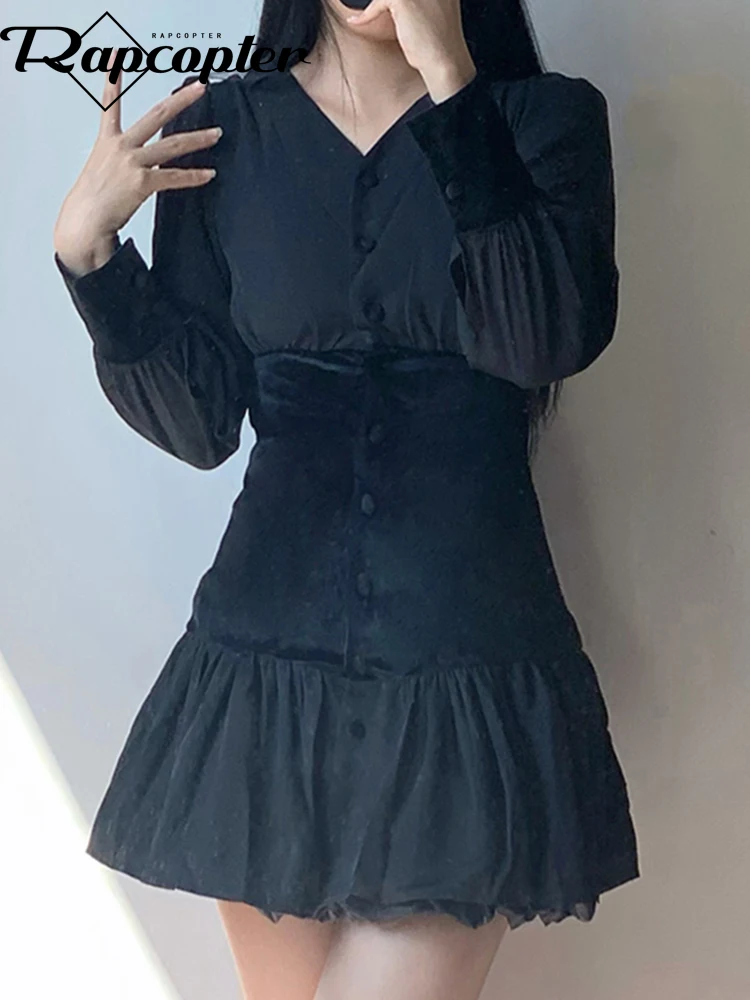 Rapcopter Y2K Black Vetlet Pleated Dress Patchwork Button Corset Punk Grunge Korean Full Sleeve Night Dress Women Autumn Winter
Rapcopter Y2K Black Vetlet Pleated Dress Patchwork Button Corset Punk Grunge Korean Full Sleeve Night Dress Women Autumn Winter
