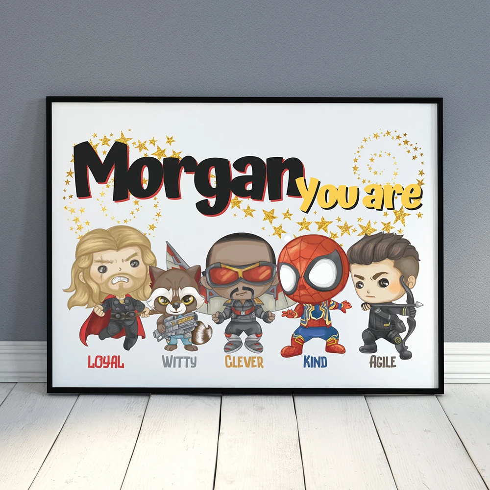Marvel Personalised Avengers Name Custom Poster Cartoon Superhero Anime Canvas Painting Wall Art Living Room Home Decoration
Marvel Personalised Avengers Name Custom Poster Cartoon Superhero Anime Canvas Painting Wall Art Living Room Home Decoration