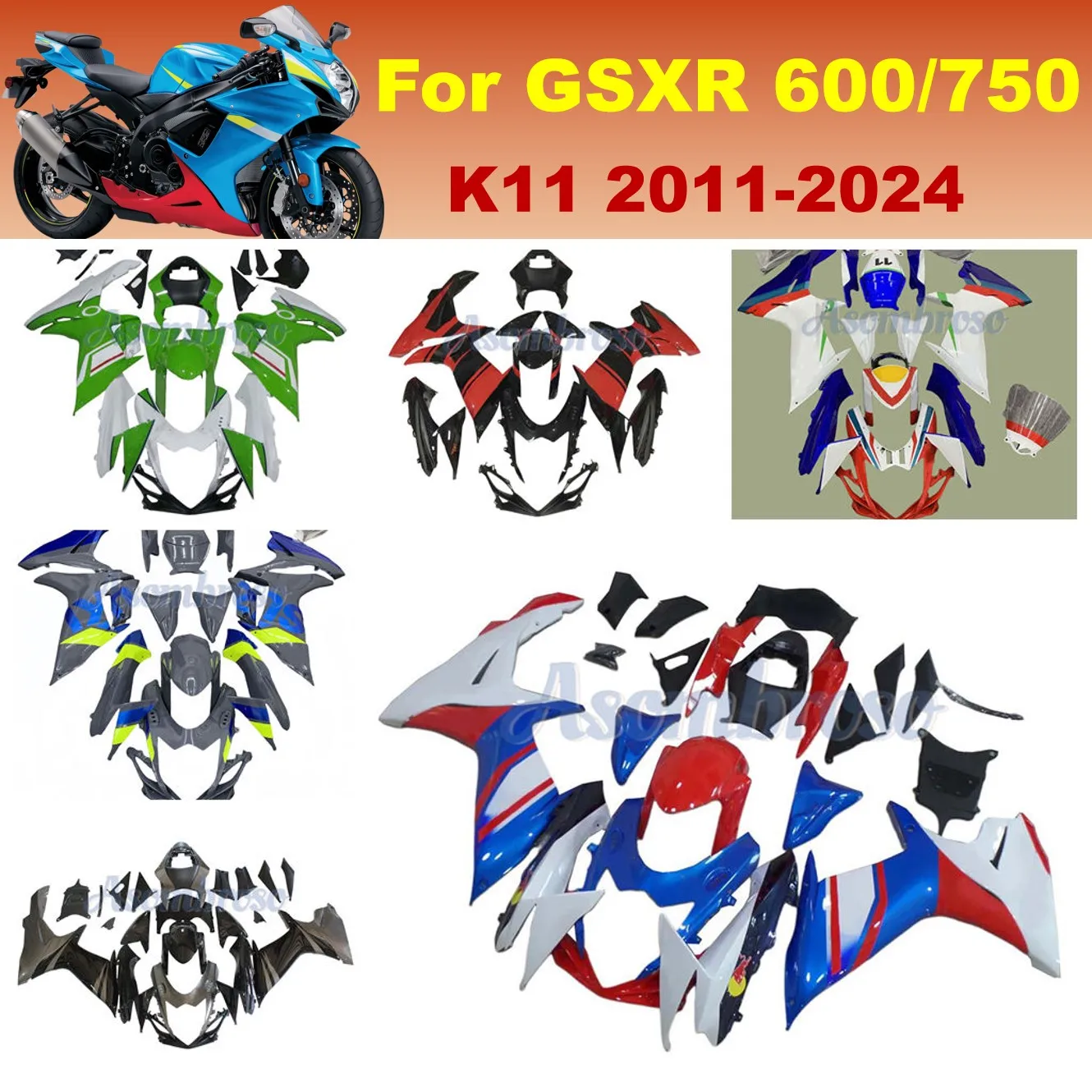Качественный комплект обтекателя для мотоцикла подходит GSXR600 2011 2024 12 13 14 15 16 17 18 19
