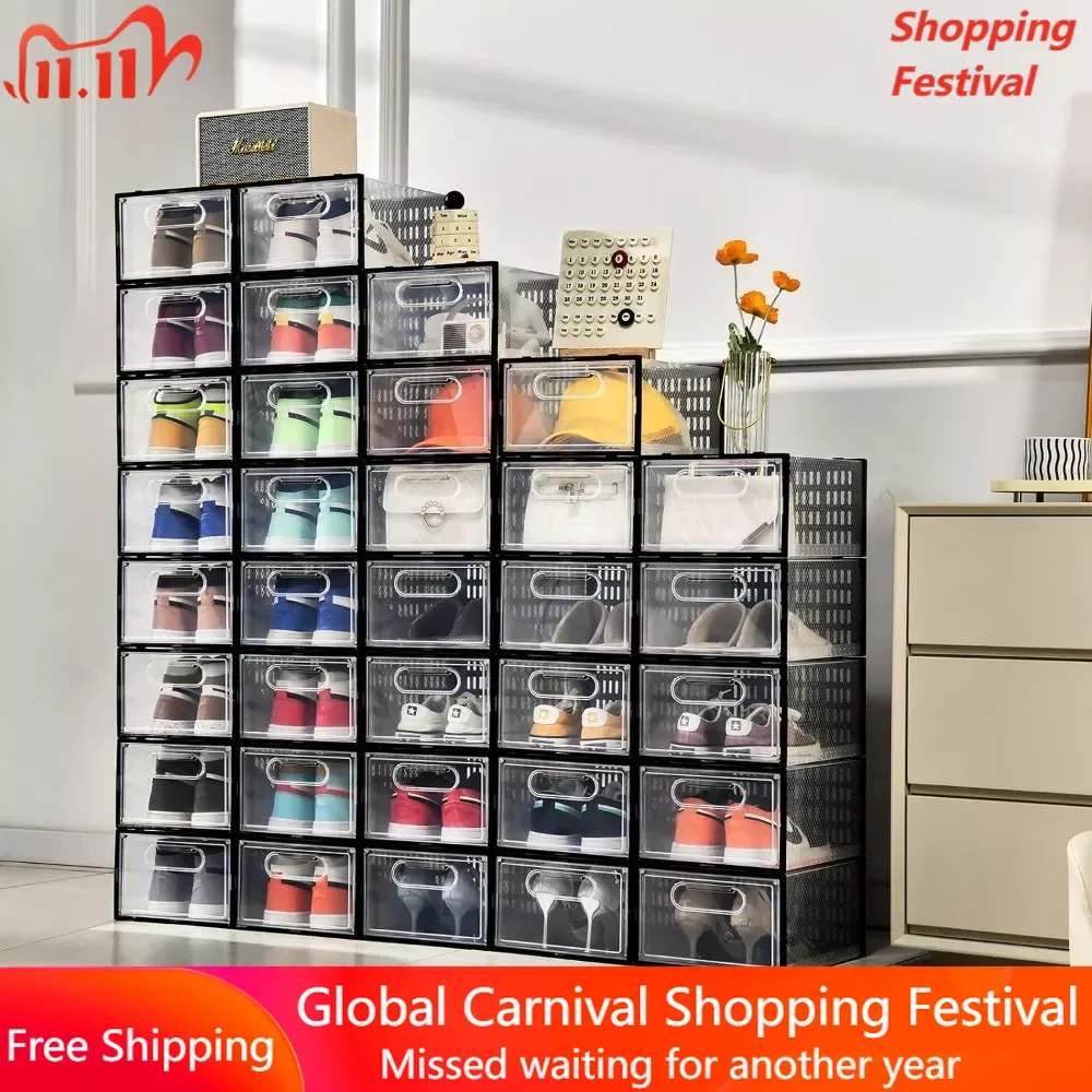Органайзер для хранения обуви коробки для шкафа 15 упаковок, прозрачные пластиковые штабелируемые контейнеры для хранения обуви с крышками, передняя коробка для обуви
Органайзер для хранения обуви коробки для шкафа 15 упаковок, прозрачные пластиковые штабелируемые контейнеры для хранения обуви с крышками, передняя коробка для обуви