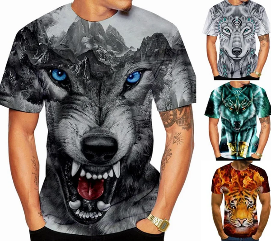 Men's Summer Fashion T-shirt 3D Wolf and Tiger Print Casual Round Neck Short Sleeve T-shirt
Men's Summer Fashion T-shirt 3D Wolf and Tiger Print Casual Round Neck Short Sleeve T-shirt