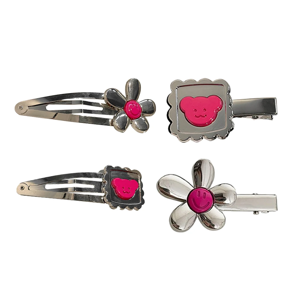 4pcs Cute Bear Silver Color Bangs Clip Fashion Sweet Pink Smile Flower BB Clip Daily Creative Hair Accessories For Women Girl
4pcs Cute Bear Silver Color Bangs Clip Fashion Sweet Pink Smile Flower BB Clip Daily Creative Hair Accessories For Women Girl