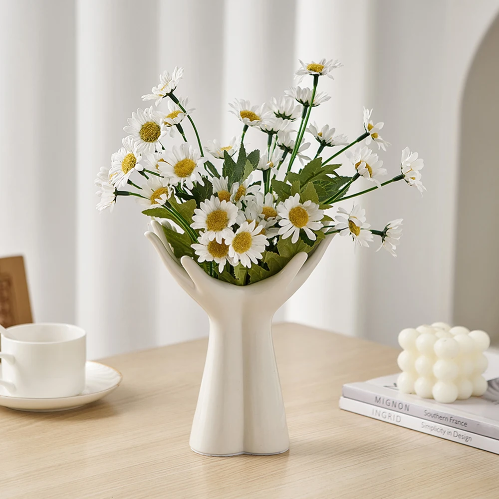 Modern Art Vases White Ceramic Hand Vase for Hydroponic Flower Arrangement Desktop Decoration Home Decor Living Room Decoration
Modern Art Vases White Ceramic Hand Vase for Hydroponic Flower Arrangement Desktop Decoration Home Decor Living Room Decoration