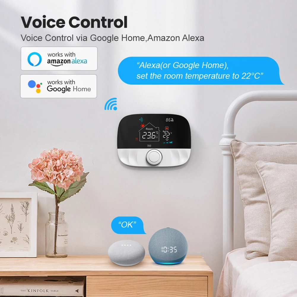 Tuya WiFi Warm Floor Thermostat RF433 Programmable Wireless Smart Thermostat APP Voice Control for Electrical and Gas/Oil System
Tuya WiFi Warm Floor Thermostat RF433 Programmable Wireless Smart Thermostat APP Voice Control for Electrical and Gas/Oil System