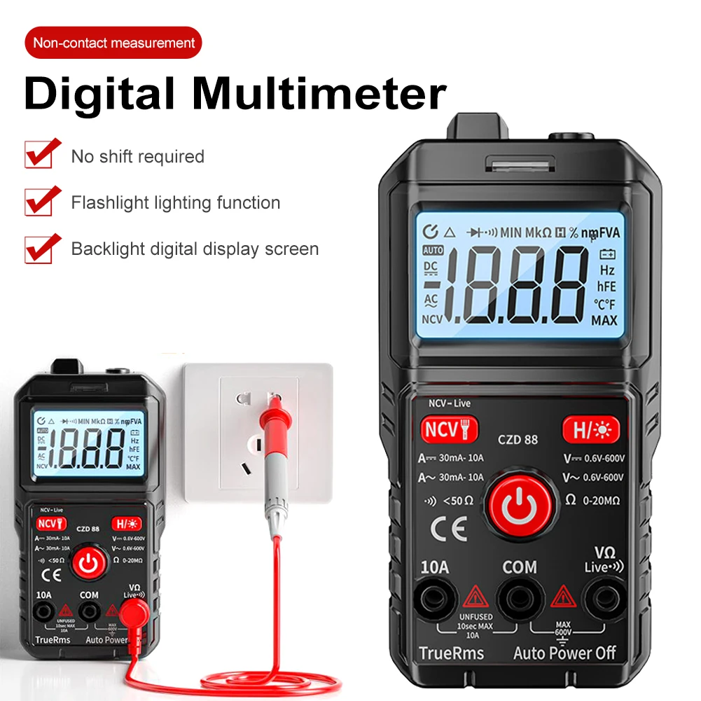 Digital Multimeter Automotive Fast Measures Voltage Current Resistance 6000 Counts Ultra-Portable 600V AC DC Voltage Tester
Digital Multimeter Automotive Fast Measures Voltage Current Resistance 6000 Counts Ultra-Portable 600V AC DC Voltage Tester