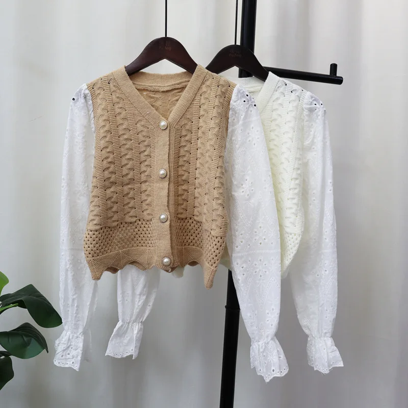 Splice Knitted Cardigan Spring Summer Thin Soft Glutinous Design Hollow Out Sweater Coat Women Shirt Tops
Splice Knitted Cardigan Spring Summer Thin Soft Glutinous Design Hollow Out Sweater Coat Women Shirt Tops