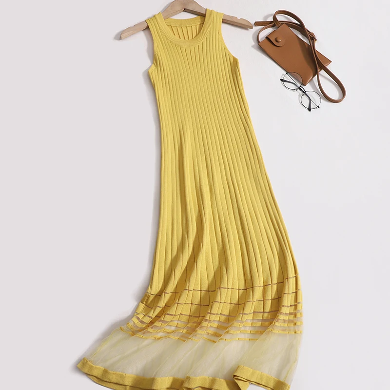 Трикотажный длинный сарафан в стиле пэчворк 2023, женское эластичное облегающее платье без рукавов, модное Сетчатое платье-трапеция, женская одежда, платья 
Трикотажный длинный сарафан в стиле пэчворк 2023, женское эластичное облегающее платье без рукавов, модное Сетчатое платье-трапеция, женская одежда, платья