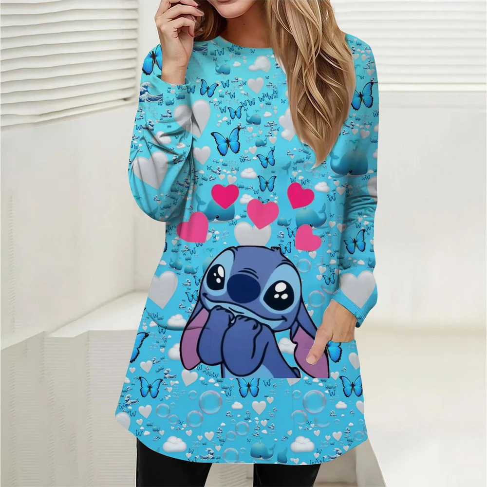 Женская футболка Disney's Lilo&Stitch с круглым вырезом свободная удобная средней