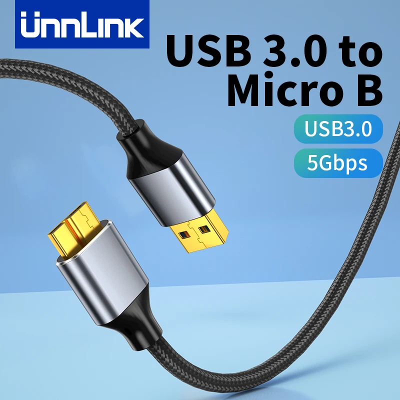 Unnlink USB to Micro B 3.0 Cable 5Gbps Fast Data Sync Cord for Macbook Samsung Hard Disk HDD SSD Sata Case Camera to Laptop
Unnlink USB to Micro B 3.0 Cable 5Gbps Fast Data Sync Cord for Macbook Samsung Hard Disk HDD SSD Sata Case Camera to Laptop