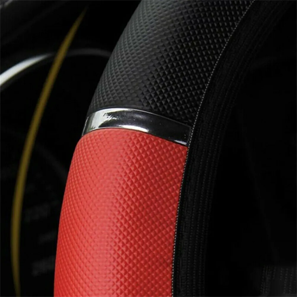 Car Steering Wheel Cover Imitation Leather Protector Cover Black Red Anti-Slip Cover Universal Car Interior Accessories 37-38cm
Car Steering Wheel Cover Imitation Leather Protector Cover Black Red Anti-Slip Cover Universal Car Interior Accessories 37-38cm