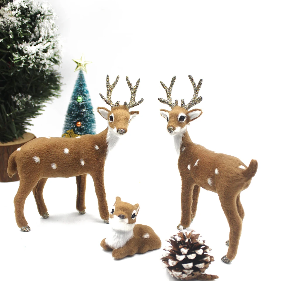 

Artifical Brown Christmas Simulation Elk Reindeer Deer Fairy Garden Miniatures Prop Aniaml Model Figurine DIY Christmas ornament