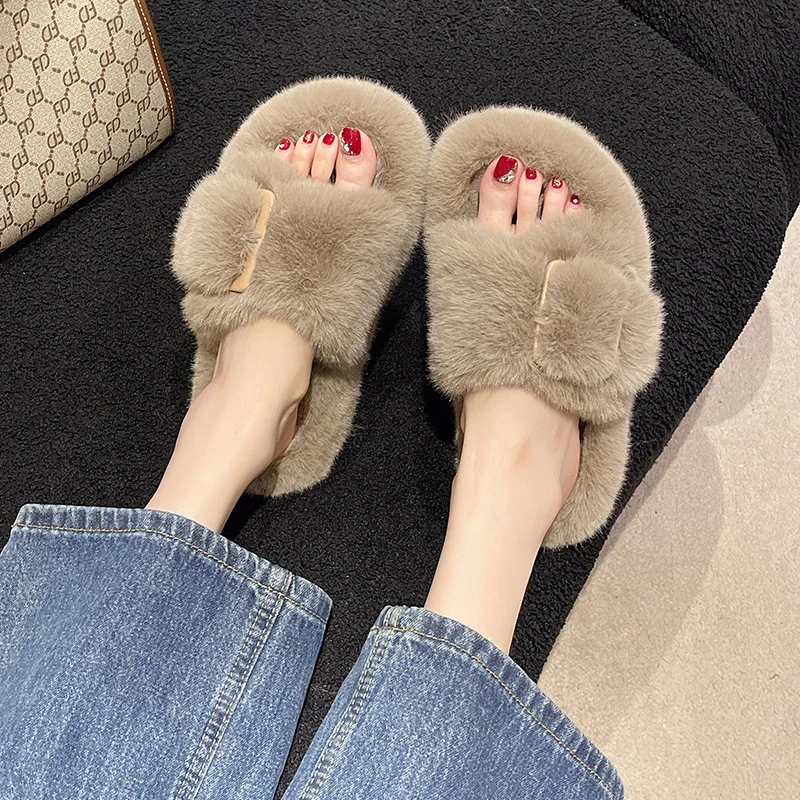 Women's Winter Warm Fur Slippers Fluffy Slide Plush Flat Non-slip House Indoor Floor Shoes Platform Ladies Daily Casual Slippers
Women's Winter Warm Fur Slippers Fluffy Slide Plush Flat Non-slip House Indoor Floor Shoes Platform Ladies Daily Casual Slippers