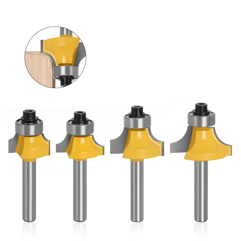 4Pcs 6mm Shank Corner Round Over Router Bit With Bearing Milling Cutter For Wood Woodworking Tool 12.7mm
4Pcs 6mm Shank Corner Round Over Router Bit With Bearing Milling Cutter For Wood Woodworking Tool 12.7mm