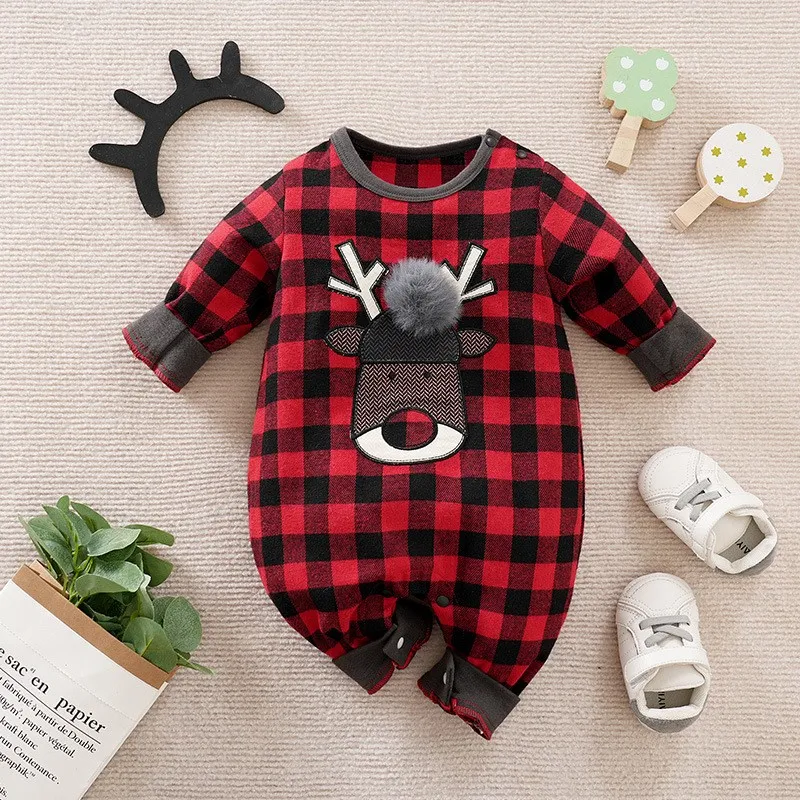 Autumn and winter baby one-piece clothes Christmas Costume Santa clothes Boys' and girls' one-piece crawling clothesChecked cott
Autumn and winter baby one-piece clothes Christmas Costume Santa clothes Boys' and girls' one-piece crawling clothesChecked cott
