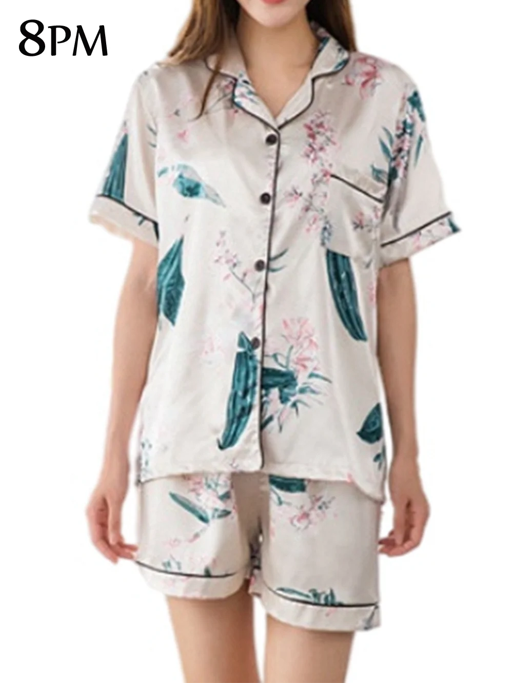 Sexy Lingerie Pyjamas Short Sleeve Set Summer Women Satin Silk Pyjamas Set Button-Down Printed Sleepwear Short Nightwear ouc811
Sexy Lingerie Pyjamas Short Sleeve Set Summer Women Satin Silk Pyjamas Set Button-Down Printed Sleepwear Short Nightwear ouc811