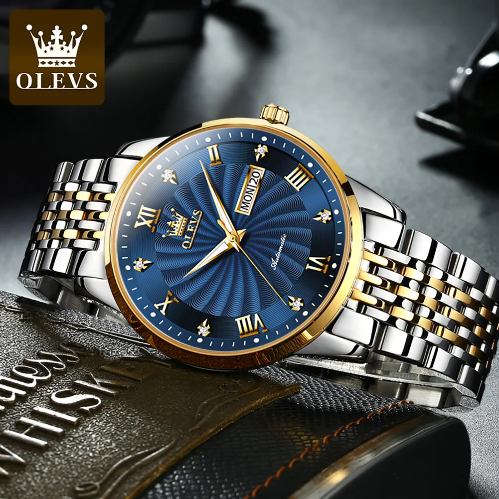 OLEVS Men Mechanical Watches Luxury Stainless Steel Waterproof Automatic Wristwatch Sports Business Dress Self Winding Clock
OLEVS Men Mechanical Watches Luxury Stainless Steel Waterproof Automatic Wristwatch Sports Business Dress Self Winding Clock