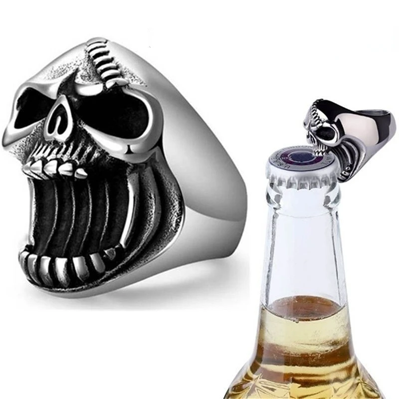 Hip-Hop Rock Domineering Bottle Opener Men's Ring Trend Skull Jewelry Anniversary Gift for Men
Hip-Hop Rock Domineering Bottle Opener Men's Ring Trend Skull Jewelry Anniversary Gift for Men