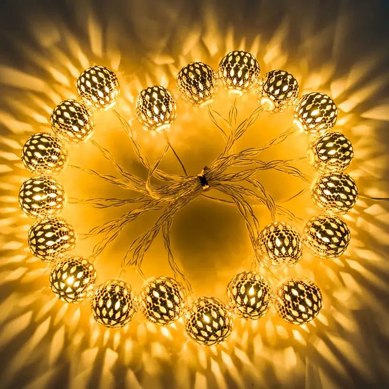 10/20LED Light String Hollow Moroccan Ball Fairy Light Battery Powered Indoor Outdoor Hanging Lamp Wedding Party Christmas Decor
10/20LED Light String Hollow Moroccan Ball Fairy Light Battery Powered Indoor Outdoor Hanging Lamp Wedding Party Christmas Decor