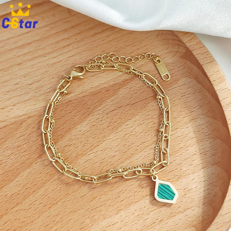 2022 New French Emerald Shell Double Layer Chain Bracelet Bangle For Women Gold Stainless Steel Luxury Bracelets Party Jewelry
2022 New French Emerald Shell Double Layer Chain Bracelet Bangle For Women Gold Stainless Steel Luxury Bracelets Party Jewelry