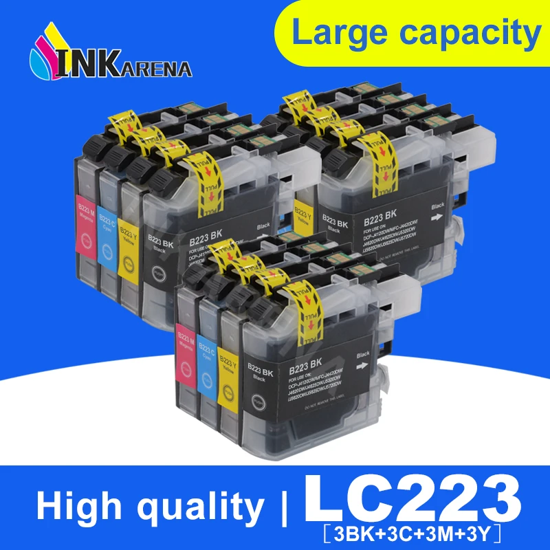 

12 шт. LC223 LC221 LC 223 картриджи для принтера Brother, чернильный картридж DCP-J562DW J4120DW MFC-J480DW J680DW J880DW J5320DW