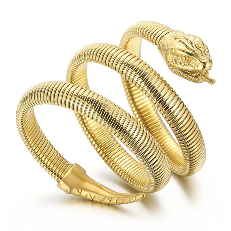 Gothic Animal Stainless Steel Gold Color Bracelets Snake Head Punk Shiny Spiral Bracelet Bangle Jewelry
Gothic Animal Stainless Steel Gold Color Bracelets Snake Head Punk Shiny Spiral Bracelet Bangle Jewelry