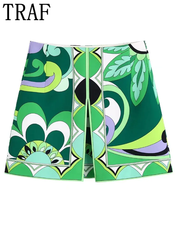 TRAF 2022 Green Print Mini Skirt Women High Waist Short Skirts Woman Vintage Slit Skirt Suits Fashion Streetwear Elegant Skirts
TRAF 2022 Green Print Mini Skirt Women High Waist Short Skirts Woman Vintage Slit Skirt Suits Fashion Streetwear Elegant Skirts