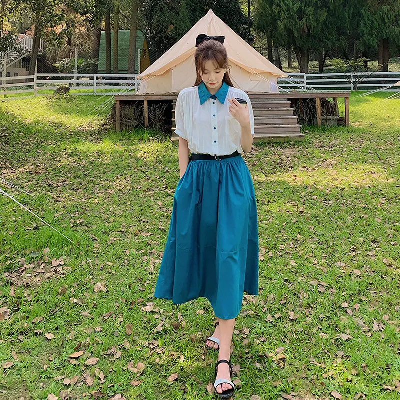 Spring Summer Women Fake Two Pieces Dress France Slim Body Temperament Goddess Long Skirt Patchwork Color Female Dress
Spring Summer Women Fake Two Pieces Dress France Slim Body Temperament Goddess Long Skirt Patchwork Color Female Dress