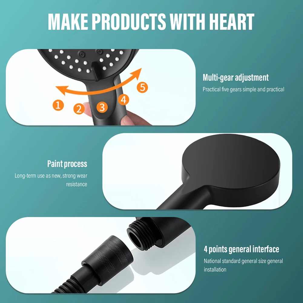 High Pressure Shower Head 5 Modes Adjustable Showerheads Handheld Water Saving One-Key Stop Spray Nozzle Bathroom Accessories
High Pressure Shower Head 5 Modes Adjustable Showerheads Handheld Water Saving One-Key Stop Spray Nozzle Bathroom Accessories