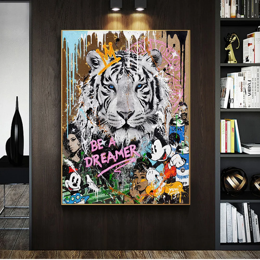Disney Tiger King Graffiti Art Canvas Paintings on the Wall Art Posters and Prints Mickey Mouse Street Art Pictures Home Decor
Disney Tiger King Graffiti Art Canvas Paintings on the Wall Art Posters and Prints Mickey Mouse Street Art Pictures Home Decor