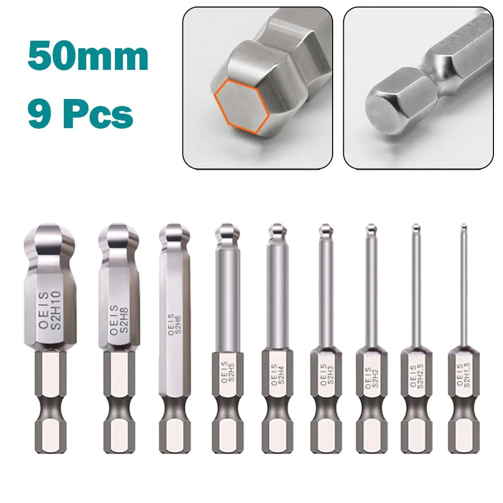 9Pcs 50mm Magnetic Ball End Hexagon Head Hex Alloy Steel Screwdriver Bits Drill Set 1.5/2/2.5/3/4/5/6/8/10mm Power Tool
9Pcs 50mm Magnetic Ball End Hexagon Head Hex Alloy Steel Screwdriver Bits Drill Set 1.5/2/2.5/3/4/5/6/8/10mm Power Tool